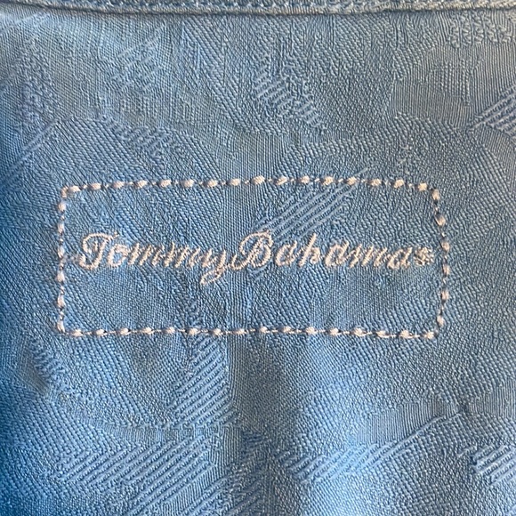 Tommy Bahama Men's Silk Camp Shirt Midnight Blue with Embossed Fern Print   XLT - Picture 3 of 6